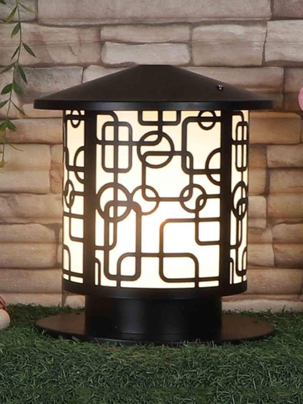 Black Dome Pillar Gate Light 12W LED Outdoor Lighting