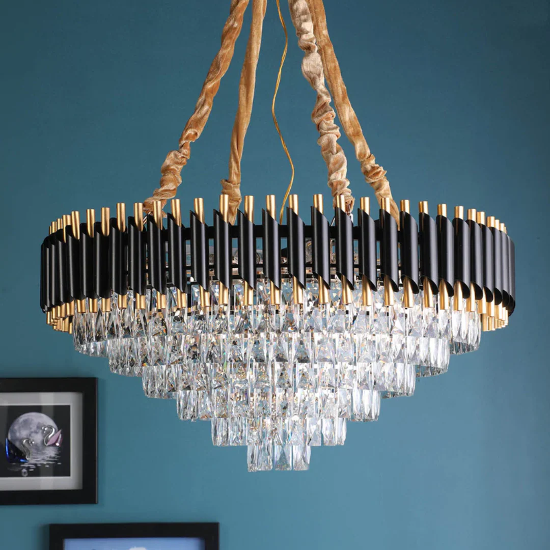 Black Mamba Crystal Chandelier – Luxury Black & Gold Statement Lighting  Indoor GLOW MAHAL.