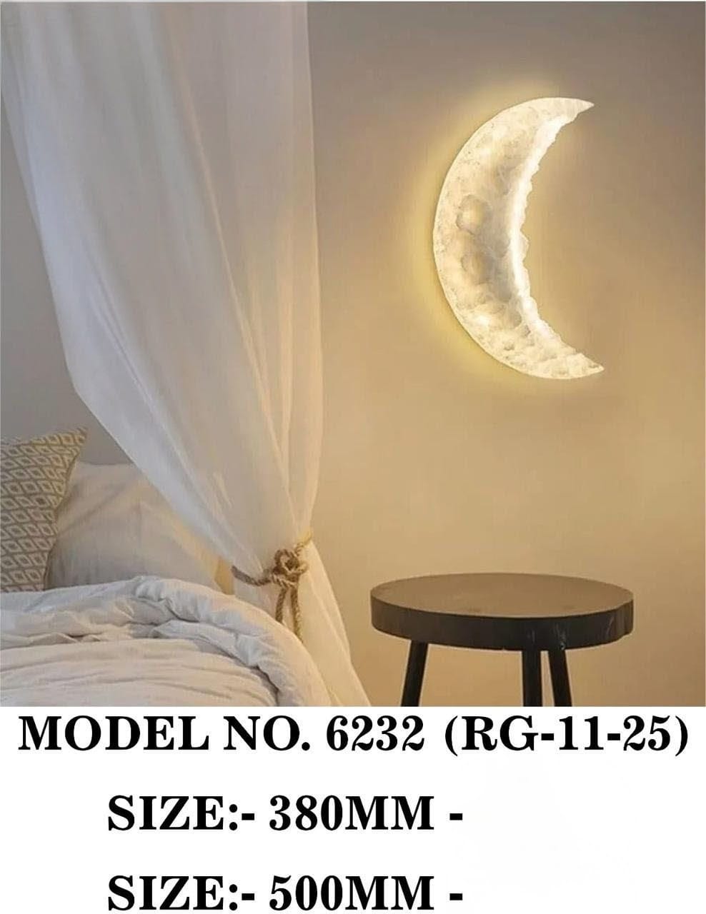 3D Textured Floating Crescent Moon Wall Lamp