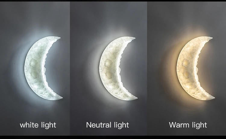 3D Textured Floating Crescent Moon Wall Lamp