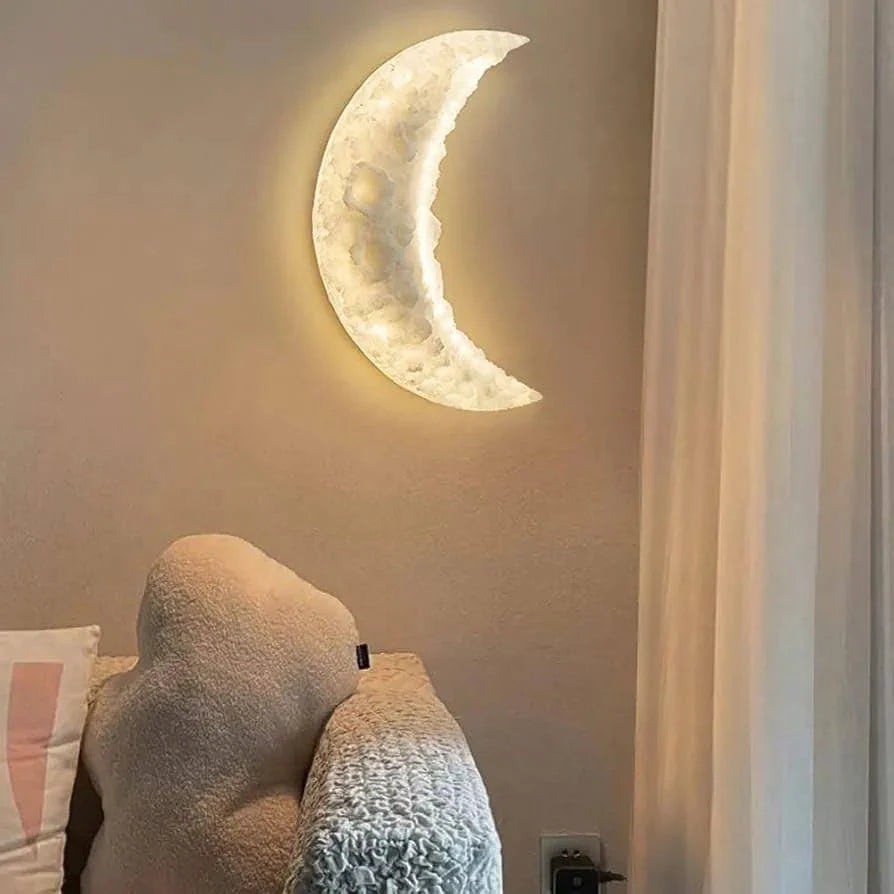 3D Textured Floating Crescent Moon Wall Lamp - Frameless Lunar Glow