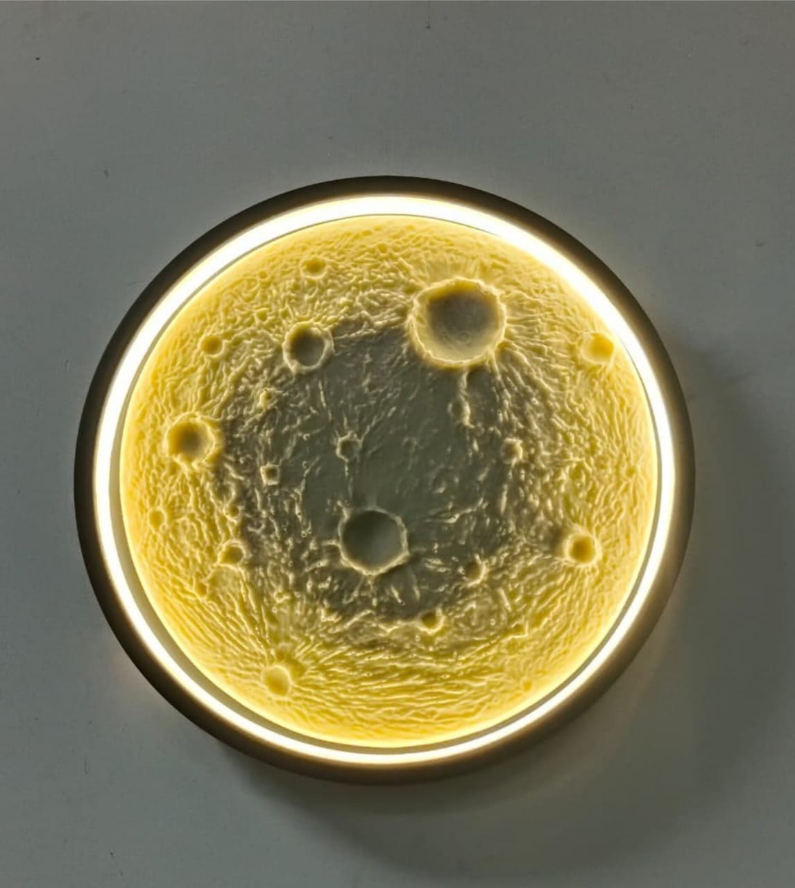 Poly-Stone Moon Wall Lamp - Metal Frame - 3-in-1 LED Backlit Lunar Art  Indoor GLOW MAHAL.