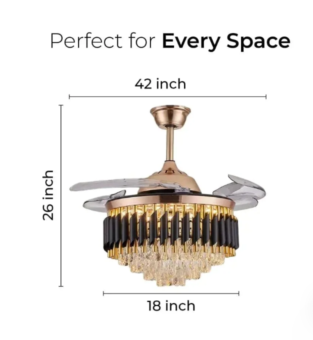 Elegant chandeliers and ceiling fans by Glow Mahal featuring the exquisite Black Mamba chandelier design