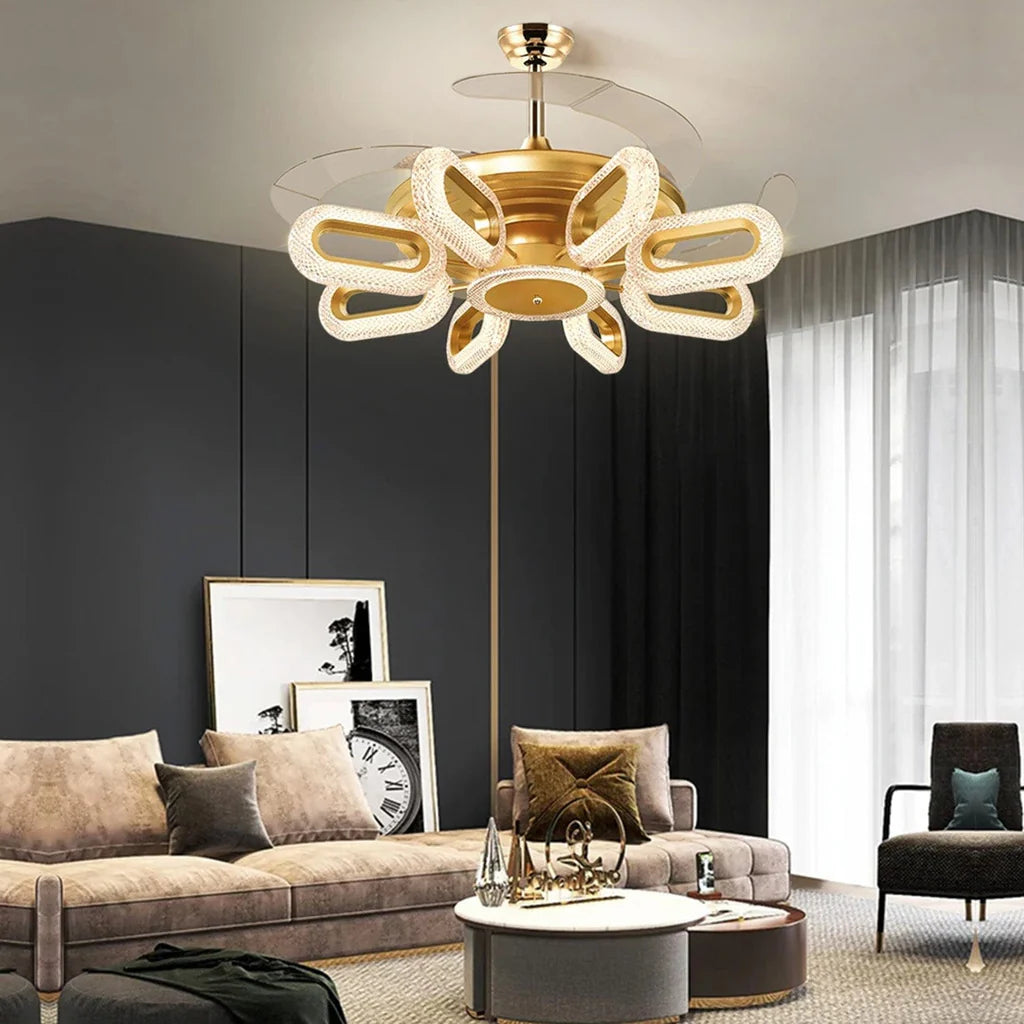 Crystal Wormhole Chandelier Ceiling Fan with Remote Control