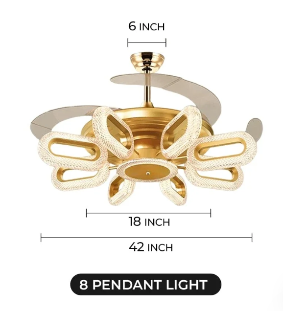 Crystal Wormhole Chandelier Ceiling Fan with Remote Control