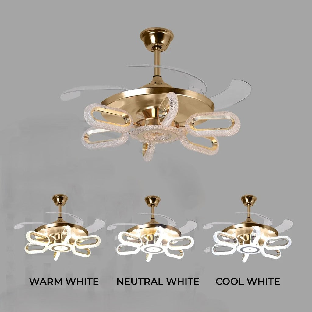 Crystal Wormhole Chandelier Ceiling Fan with Remote Control