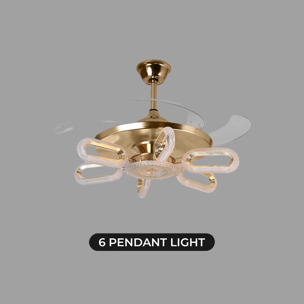 Crystal Wormhole Chandelier Ceiling Fan with Remote Control