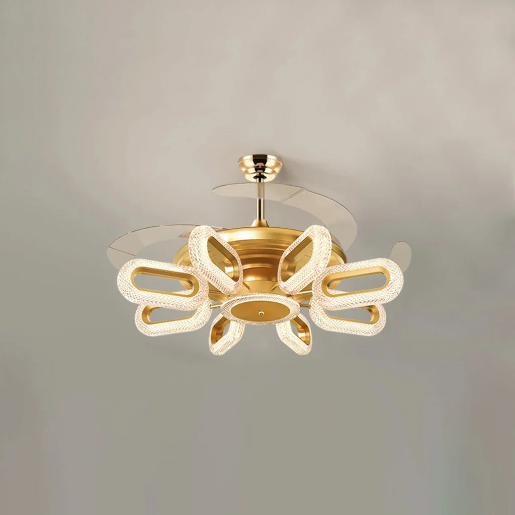Crystal Wormhole Chandelier Ceiling Fan with Remote Control  Indoor GLOW MAHAL.