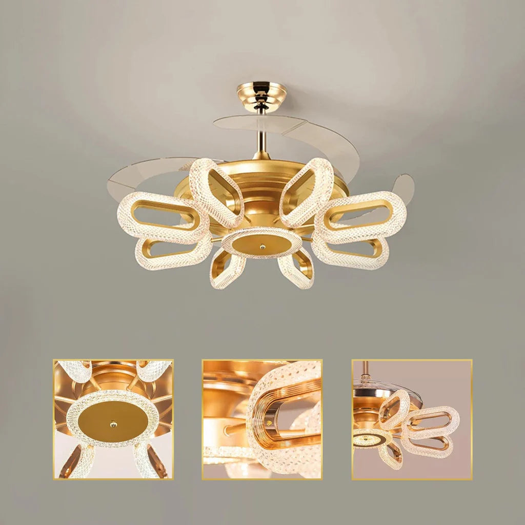 Crystal Wormhole Chandelier Ceiling Fan with Remote Control