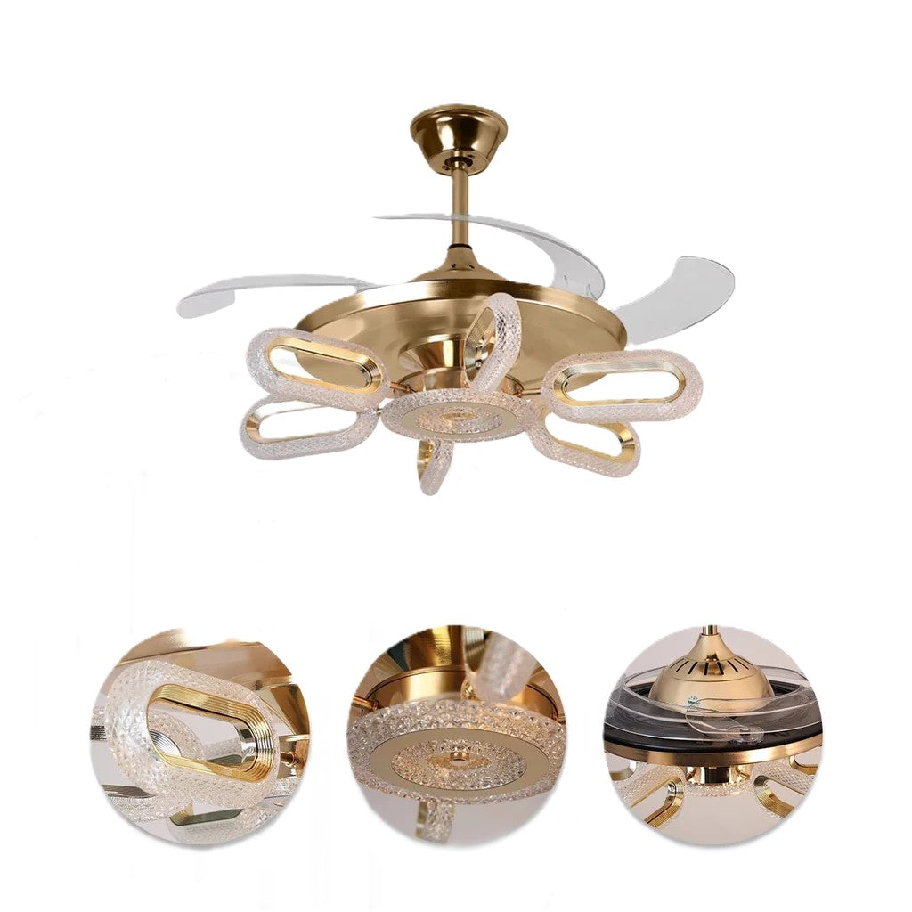 Crystal Wormhole Chandelier Ceiling Fan with Remote Control