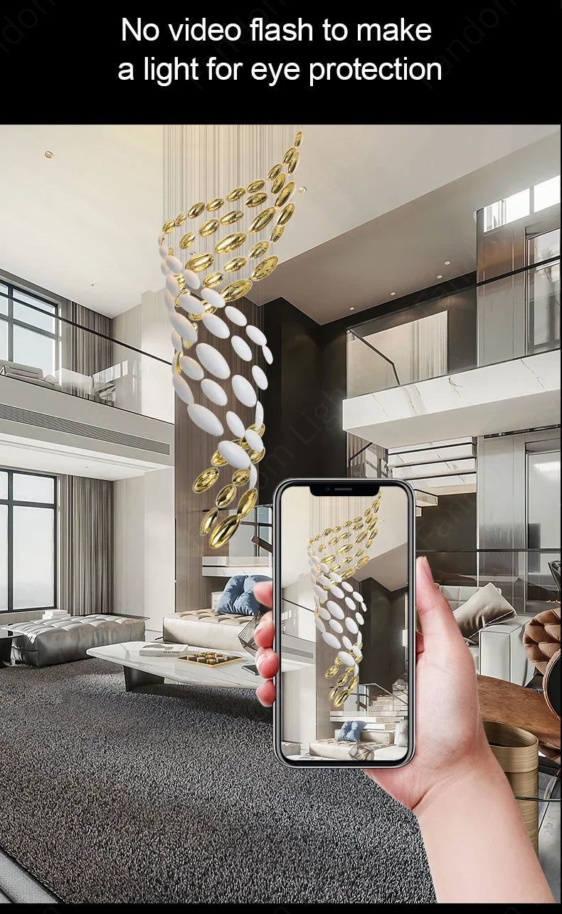 Egg shell chandelier 800mm double height hanging light for luxury foyer and modern interior décor