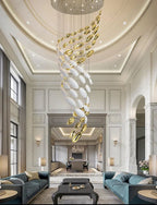 Egg shell chandelier 800mm double height hanging light for luxury foyer and modern interior décor