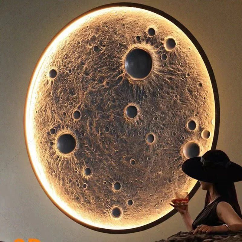 Poly-Stone Moon Wall Lamp - Metal Frame - 3-in-1 LED Backlit Lunar Art  Indoor GLOW MAHAL.