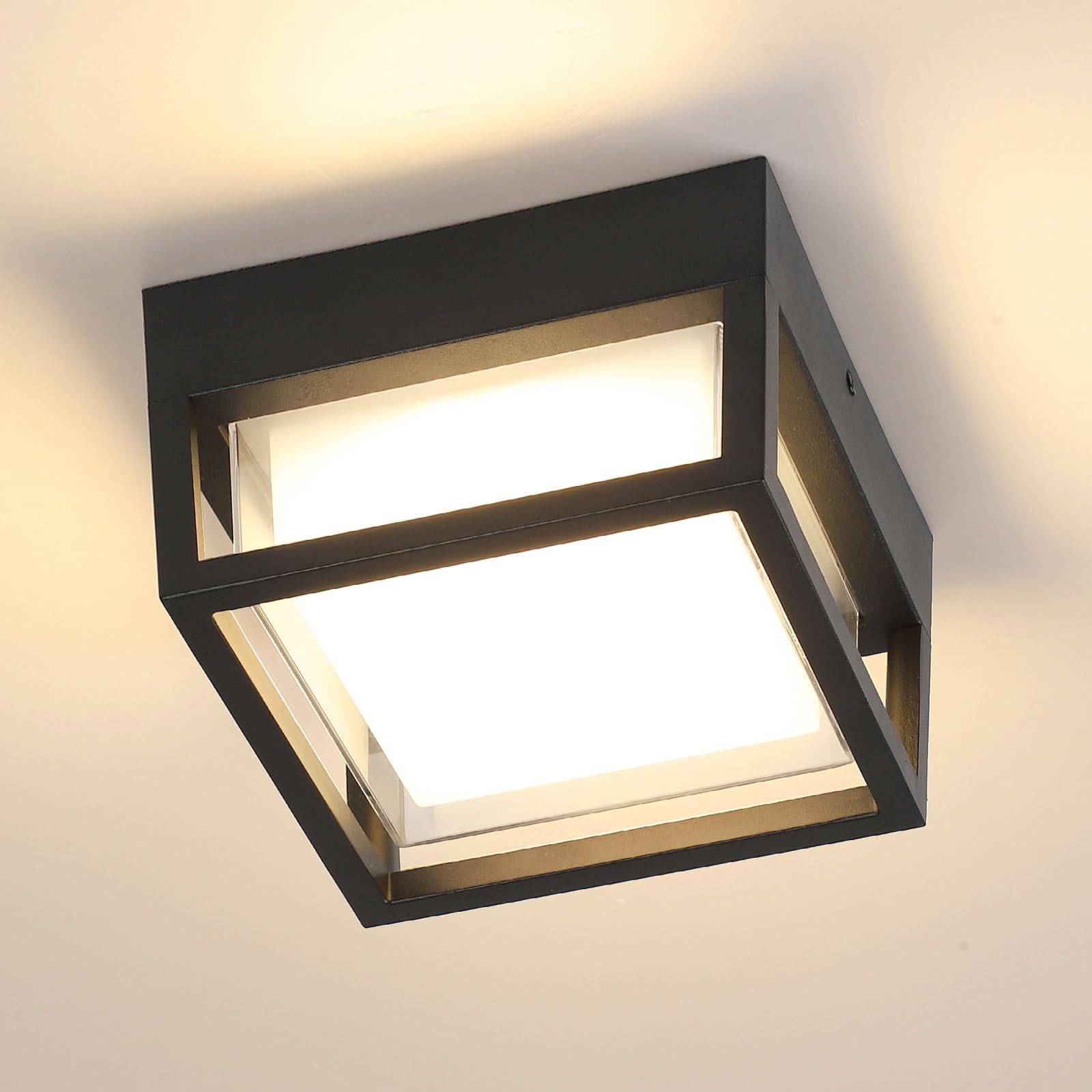 Modern Square LED Outdoor Wall Light – Black Frame