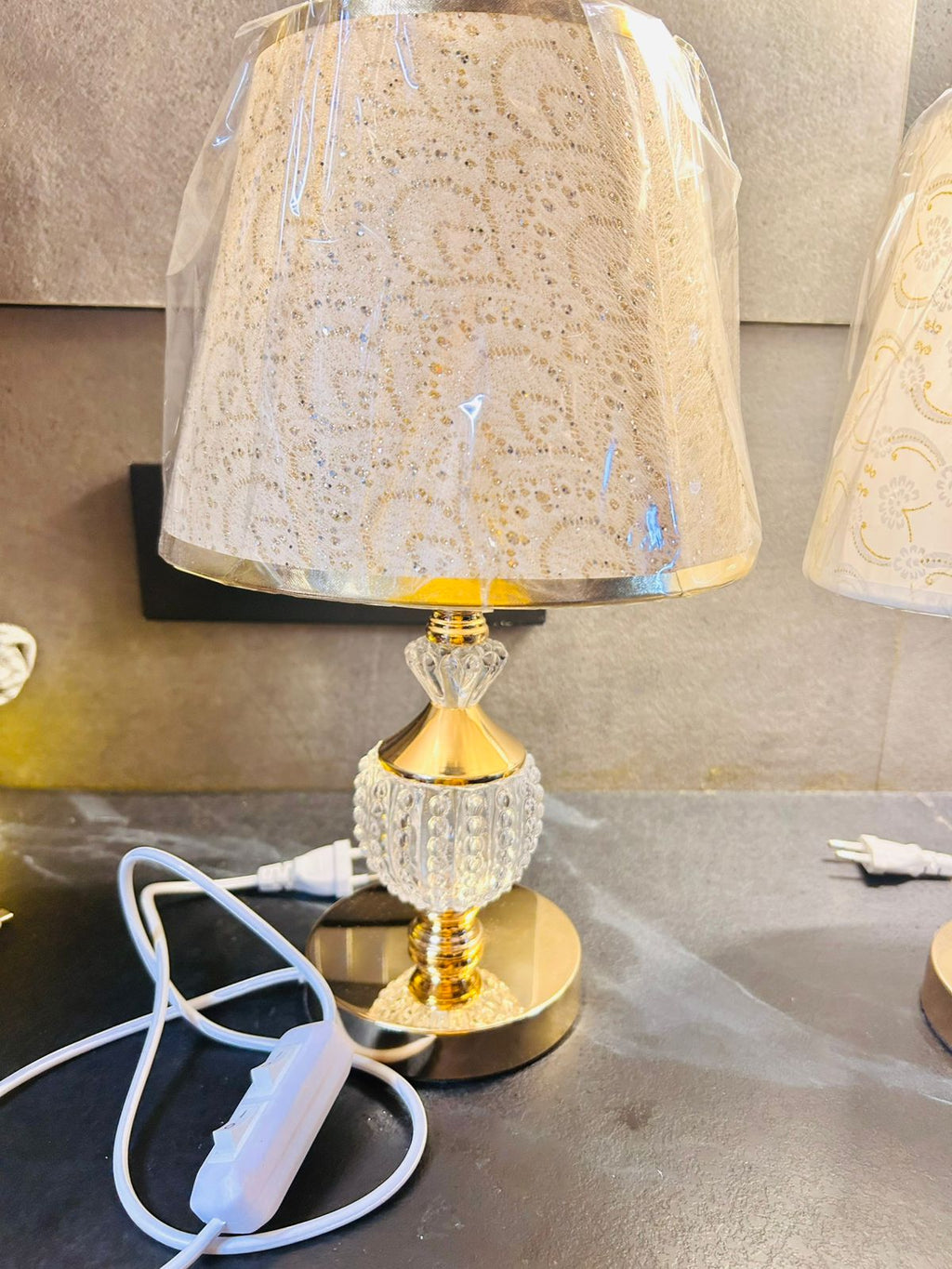 Premium Fabric Crystal Glass Table Lamp