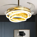 Modern Gold Retractable Ceiling Fan with 3 in 1 LED Light  Indoor GLOW MAHAL.