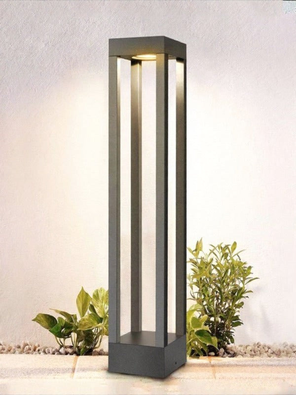 black large bollard light 12W low base outdoor LED for garden pathway lighting