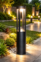black medium bollard light 1200 12W LED outdoor pathway lighting