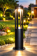 black medium bollard light 1200 12W LED outdoor pathway lighting