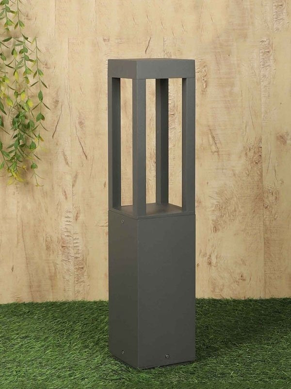 black medium bollard light 12W LED high base outdoor pathway lighting