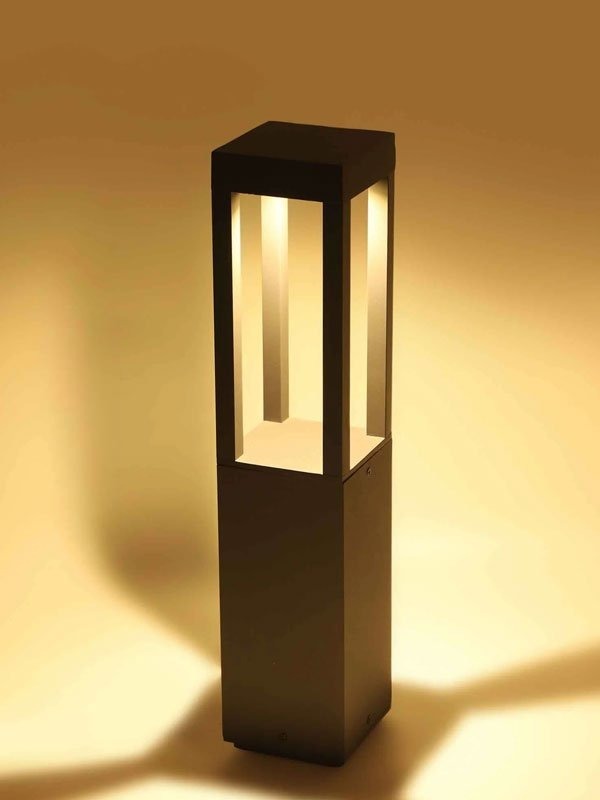 black medium bollard light 12W LED high base outdoor pathway lighting