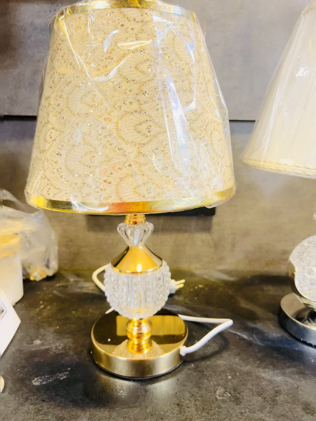 Premium Fabric Crystal Glass Table Lamp
