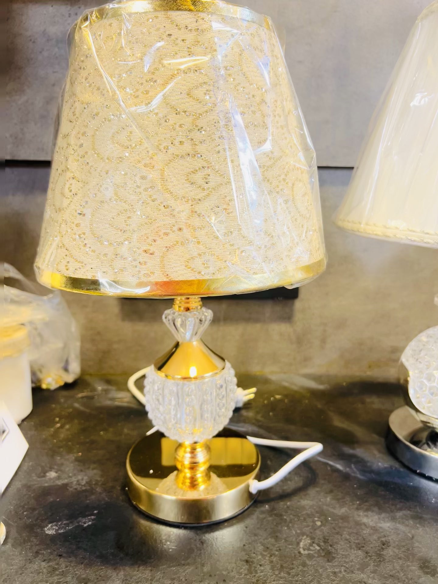 Premium Fabric Crystal Glass Table Lamp