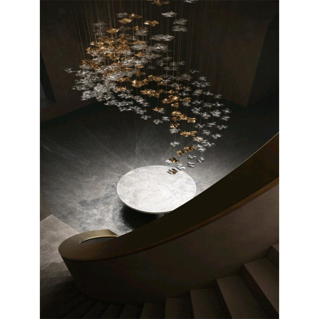 shell double height stair chandelier gold clear glass pendants luxury lighting for foyer and staircase