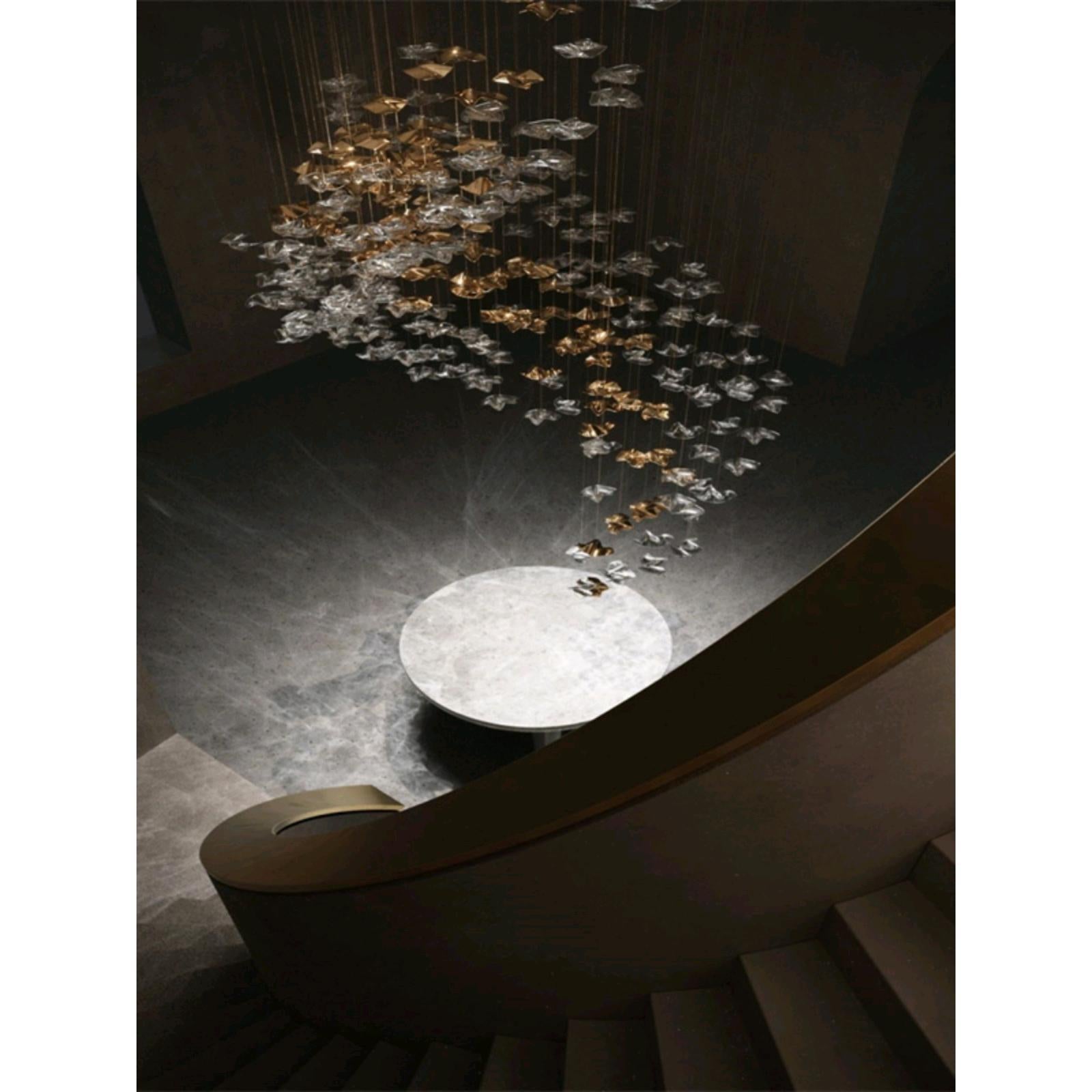 shell double height stair chandelier gold clear glass pendants luxury lighting for foyer and staircase