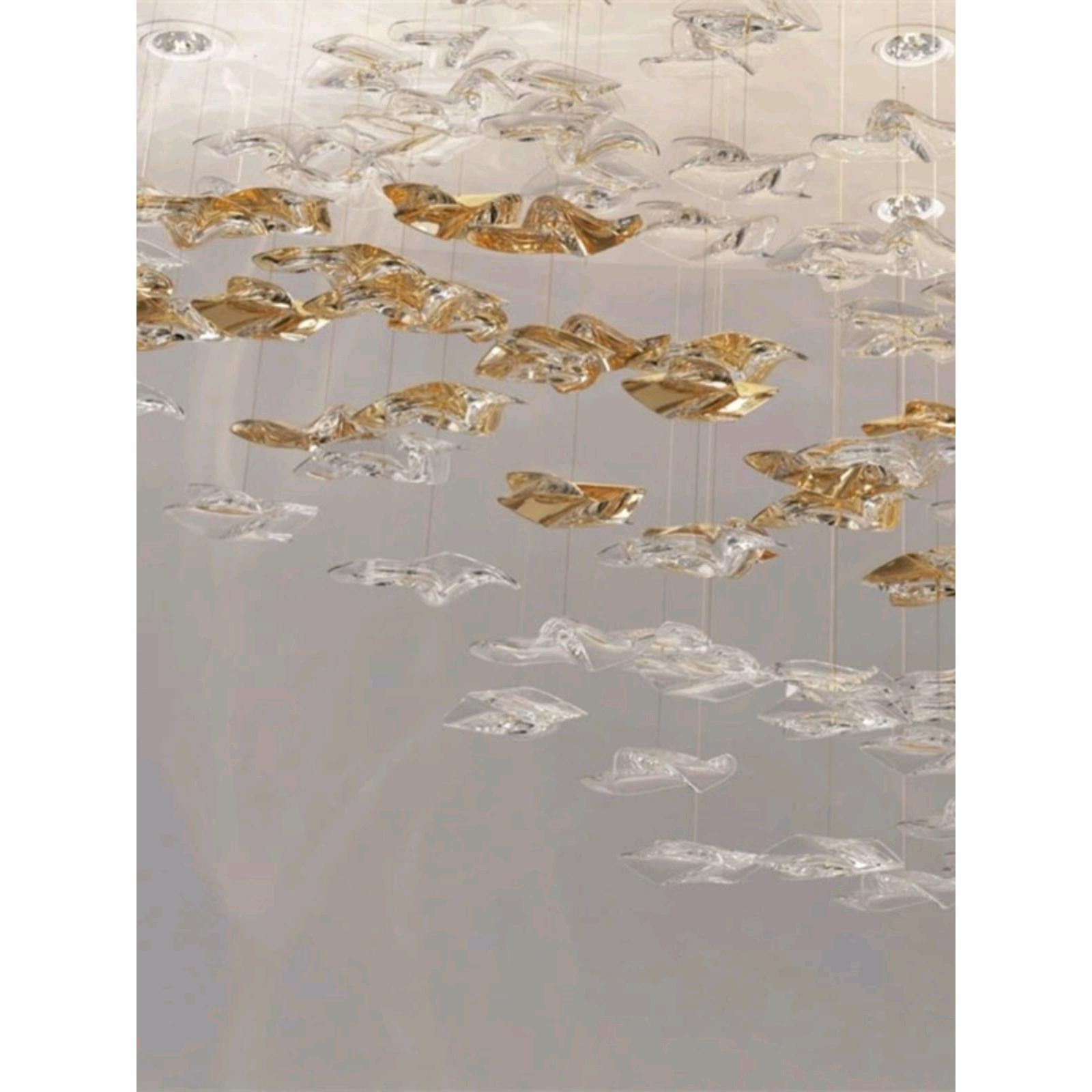 shell double height stair chandelier gold clear glass pendants luxury lighting for foyer and staircase
