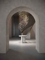 shell double height stair chandelier gold clear glass pendants luxury lighting for foyer and staircase