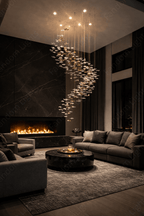 shell double height stair chandelier gold clear glass pendants luxury lighting for foyer and staircase